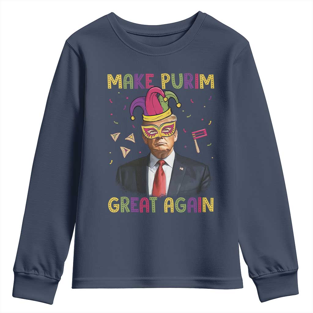Trump Purim Youth Sweatshirt Make Purim Great Again Jewish TS09 Navy Print Your Wear