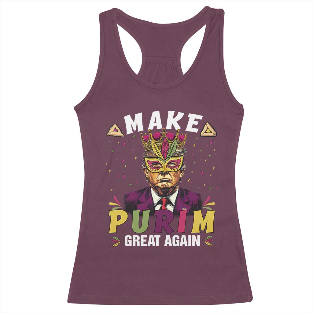 Funny Trump Purim Racerback Tank Top Make Purim Great Again TS09 Maroon Print Your Wear