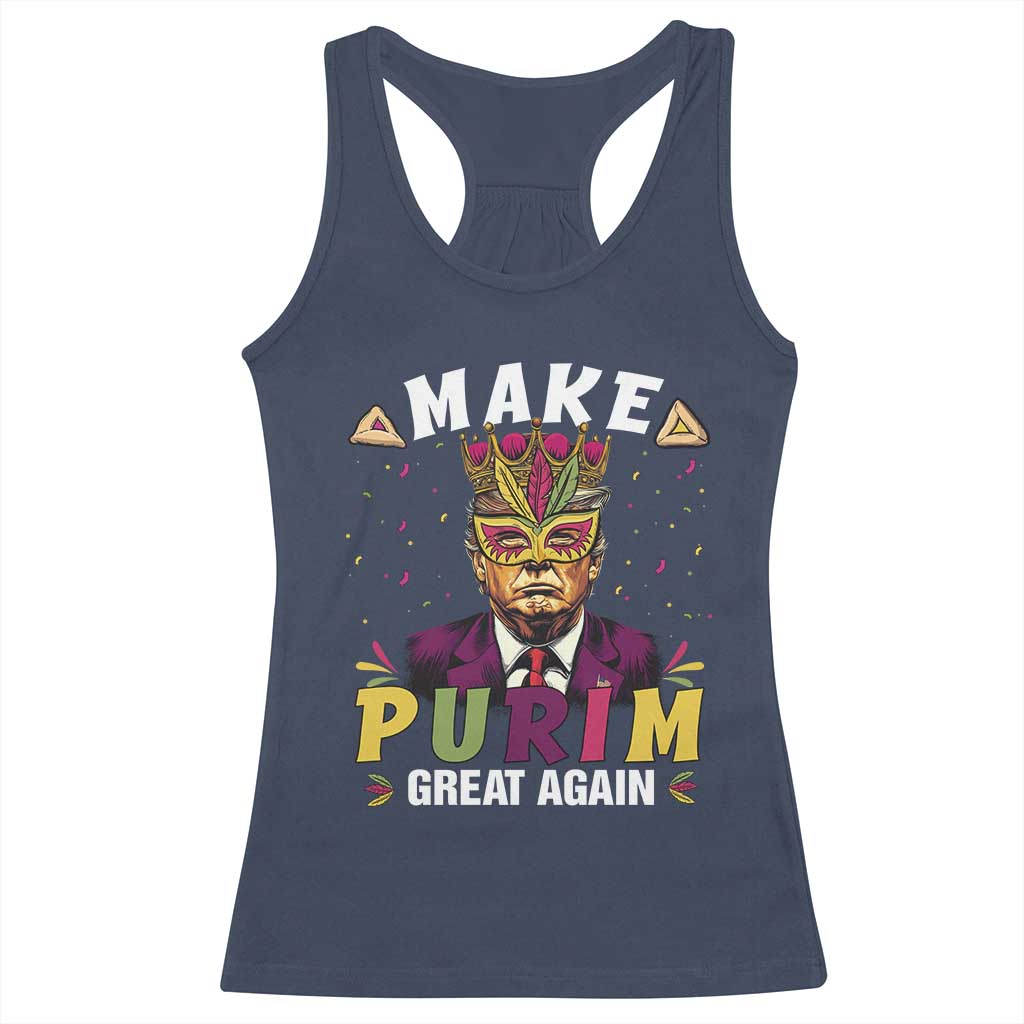 Funny Trump Purim Racerback Tank Top Make Purim Great Again TS09 Navy Print Your Wear