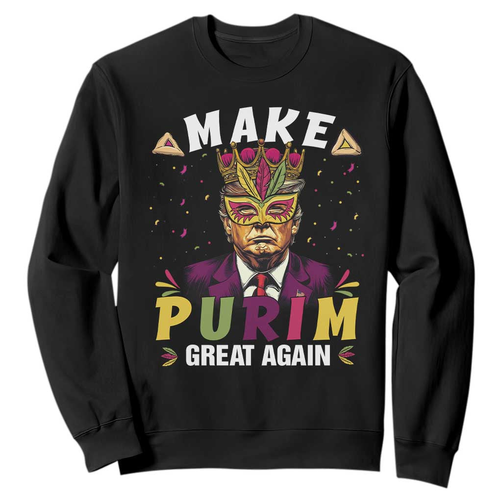 Funny Trump Purim Sweatshirt Make Purim Great Again TS09 Black Print Your Wear