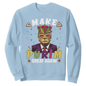 Funny Trump Purim Sweatshirt Make Purim Great Again TS09 Light Blue Print Your Wear