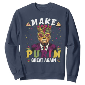 Funny Trump Purim Sweatshirt Make Purim Great Again TS09 Navy Print Your Wear