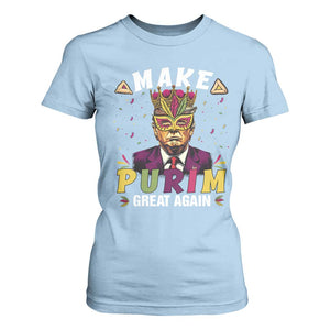 Funny Trump Purim T Shirt For Women Make Purim Great Again TS09 Light Blue Print Your Wear