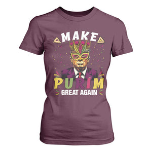 Funny Trump Purim T Shirt For Women Make Purim Great Again TS09 Maroon Print Your Wear