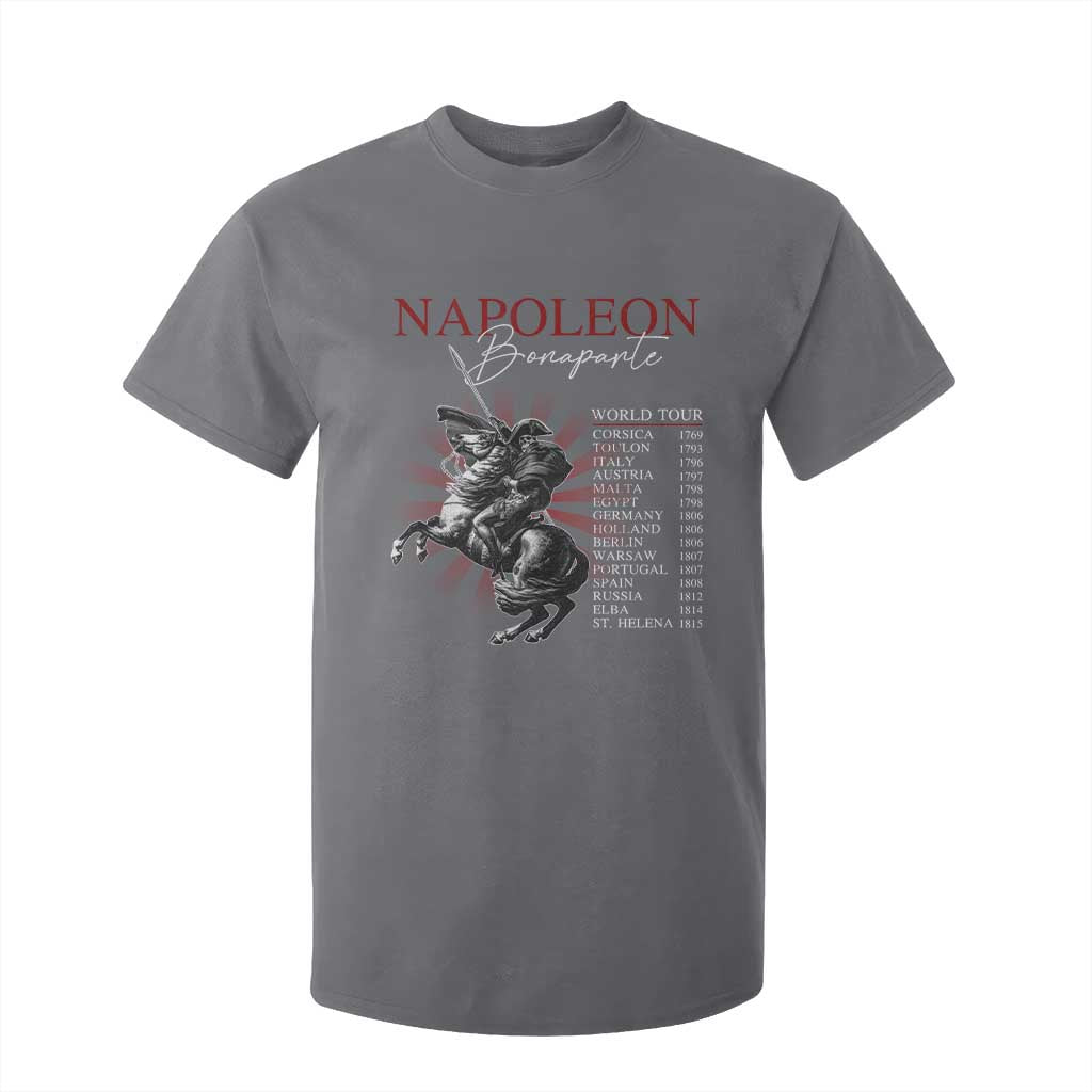 Funny History Lover T Shirt For Kid Napoleon Bonaparte World Tour TS09 Charcoal Print Your Wear