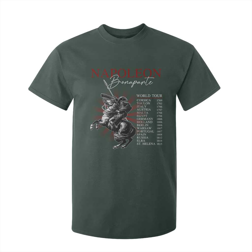 Funny History Lover T Shirt For Kid Napoleon Bonaparte World Tour TS09 Dark Forest Green Print Your Wear