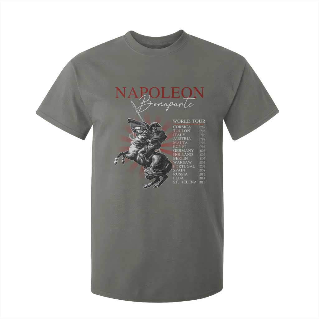 Funny History Lover T Shirt For Kid Napoleon Bonaparte World Tour TS09 Military Green Print Your Wear