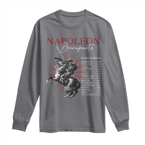 Funny History Lover Long Sleeve Shirt Napoleon Bonaparte World Tour TS09 Charcoal Print Your Wear