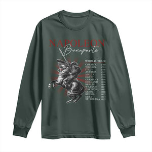 Funny History Lover Long Sleeve Shirt Napoleon Bonaparte World Tour TS09 Dark Forest Green Print Your Wear