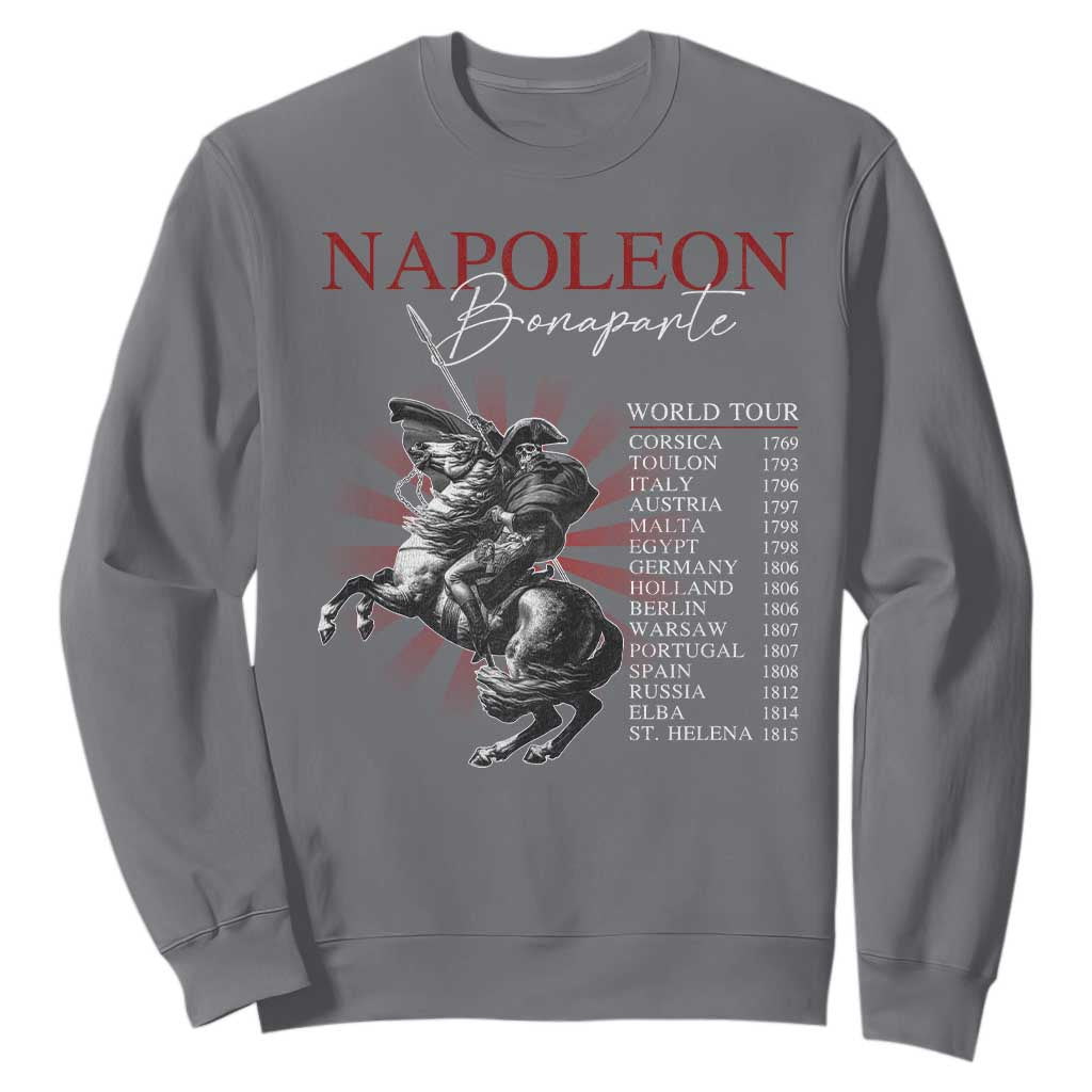 Funny History Lover Sweatshirt Napoleon Bonaparte World Tour TS09 Charcoal Print Your Wear