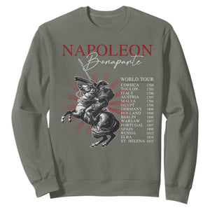 Funny History Lover Sweatshirt Napoleon Bonaparte World Tour TS09 Military Green Print Your Wear
