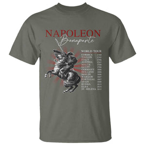 Funny History Lover T Shirt Napoleon Bonaparte World Tour TS09 Military Green Print Your Wear