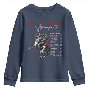 Funny History Lover Youth Sweatshirt Napoleon Bonaparte World Tour TS09 Navy Print Your Wear