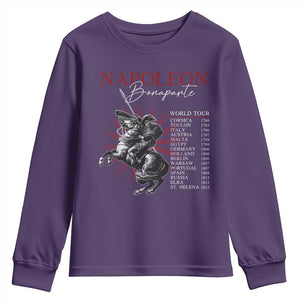 Funny History Lover Youth Sweatshirt Napoleon Bonaparte World Tour TS09 Purple Print Your Wear
