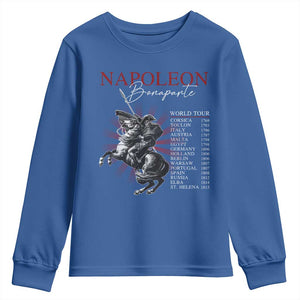 Funny History Lover Youth Sweatshirt Napoleon Bonaparte World Tour TS09 Royal Blue Print Your Wear