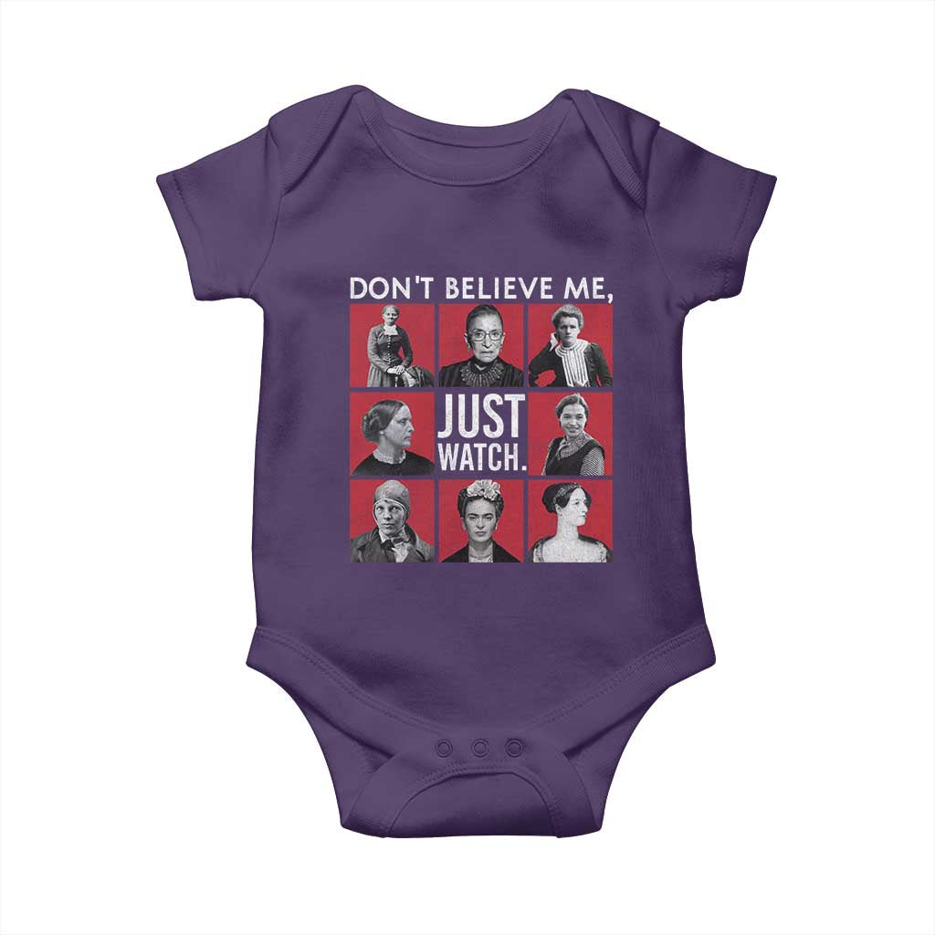 Strong Historical Women Baby Onesie Don't Believe Me Just Watch TS09 Purple Print Your Wear