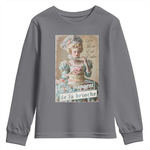 Satirical Funny History Jokes Youth Sweatshirt Let Them Eat Cake Marie Antoinette Queen of France TS09 Charcoal Print Your Wear