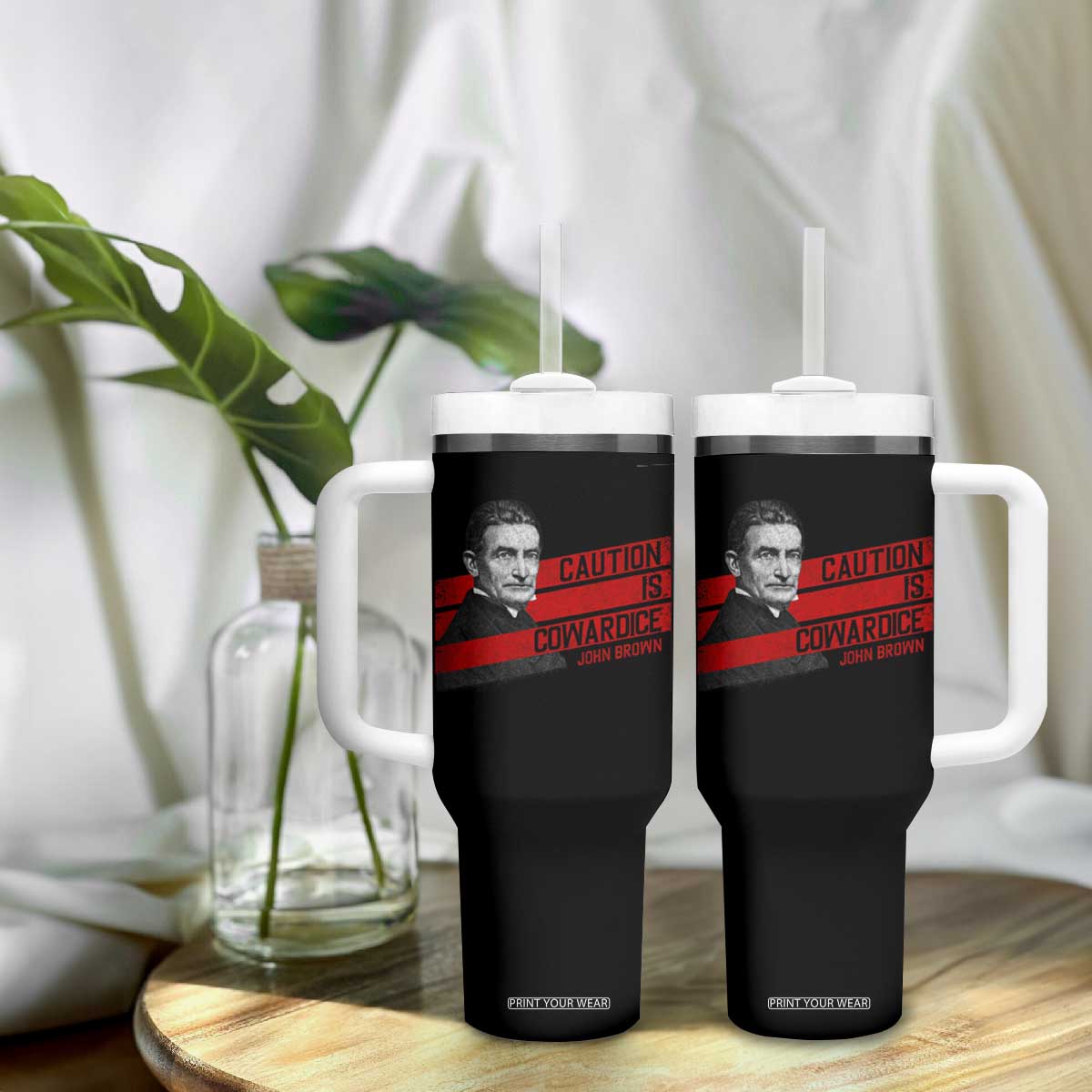 John Brown Tumbler With Handle Caution Is Cowardice TS09 Print Your Wear