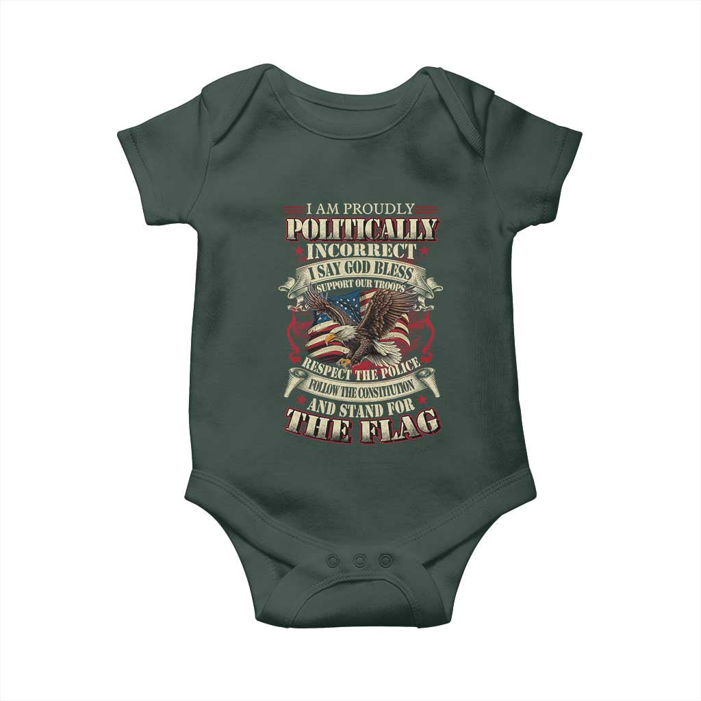 American Patriotism Baby Onesie Proudly Politically Incorrect God Bless America Support Troops TS09 Print Your Wear