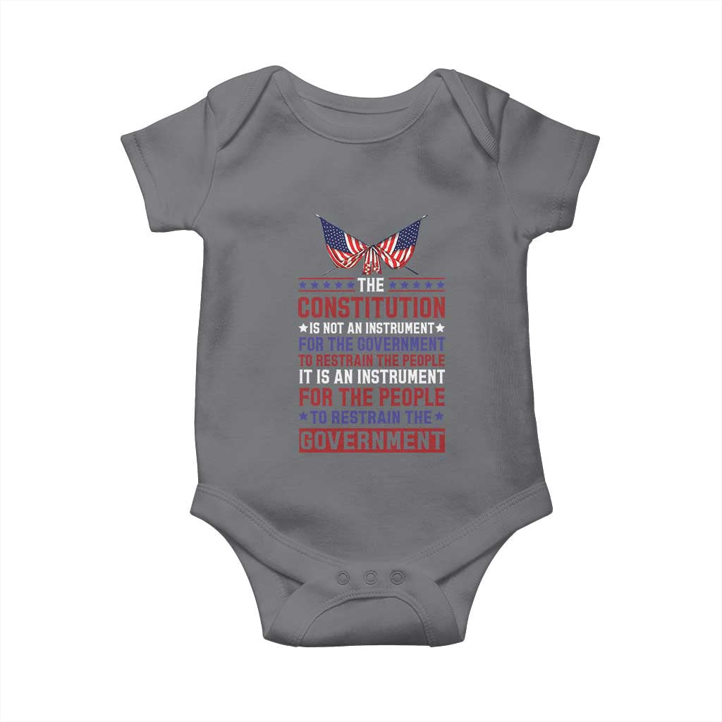 American Patriotism Baby Onesie The Constitution Is An Instrument TS09 Charcoal Print Your Wear