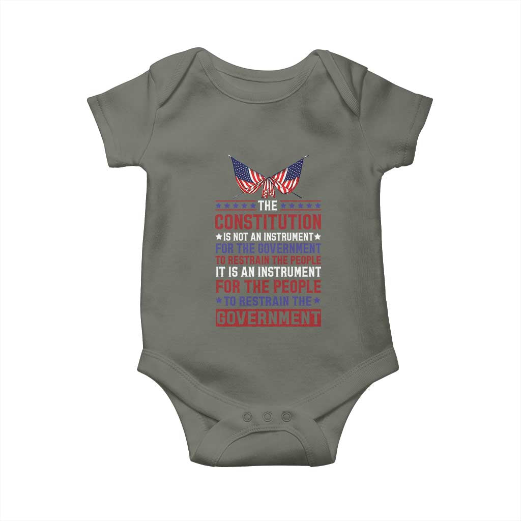 American Patriotism Baby Onesie The Constitution Is An Instrument TS09 Military Green Print Your Wear