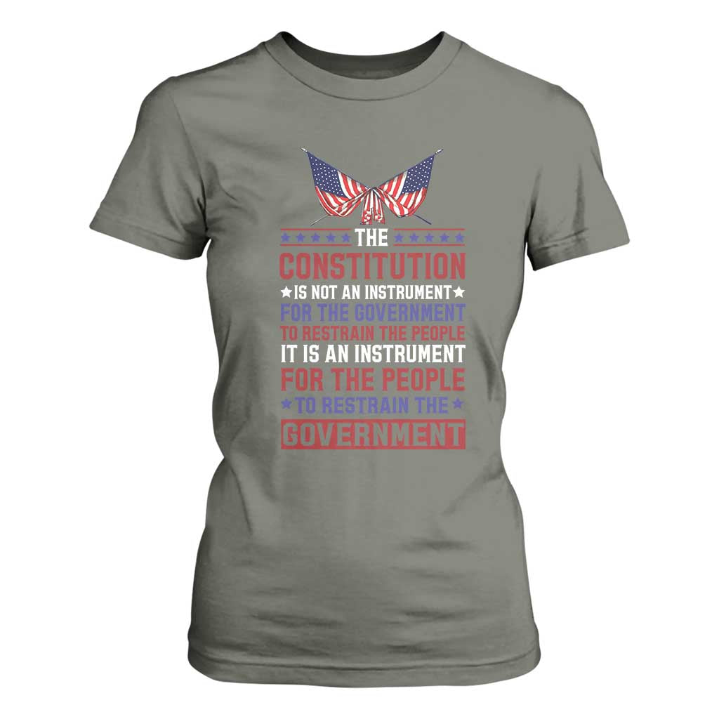 American Patriotism T Shirt For Women The Constitution Is An Instrument TS09 Military Green Print Your Wear
