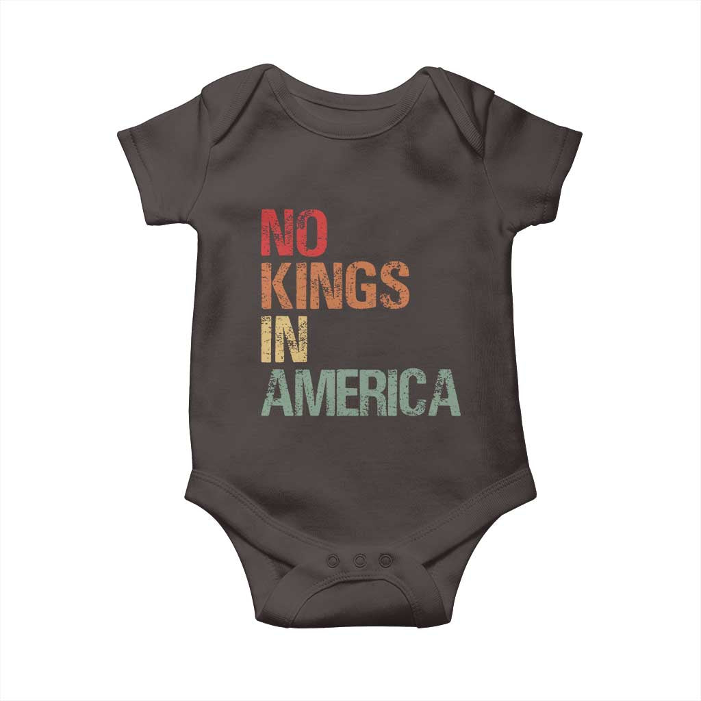Retro No Kings in America Baby Onesie TS09 Dark Chocolate Print Your Wear