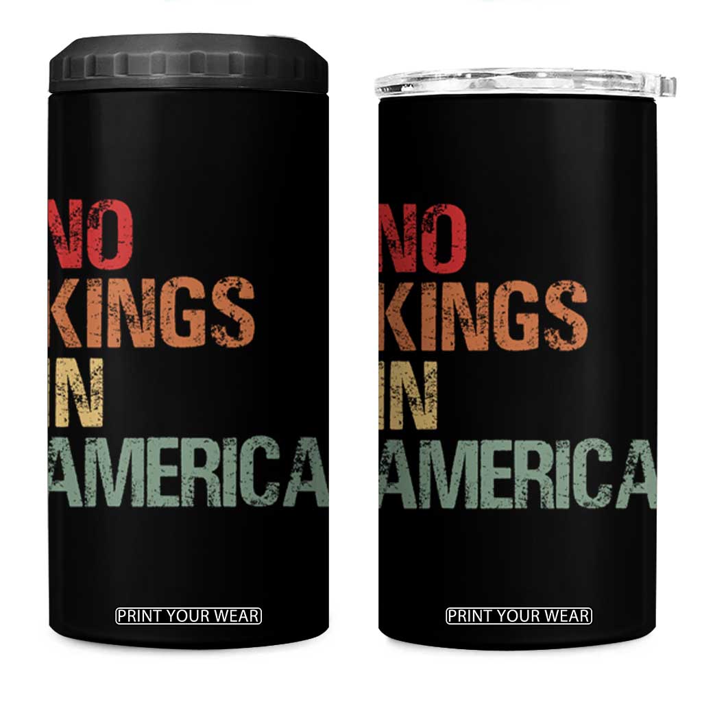 Retro No Kings in America 4 in 1 Can Cooler Tumbler TS09 One Size: 16 oz Black Print Your Wear
