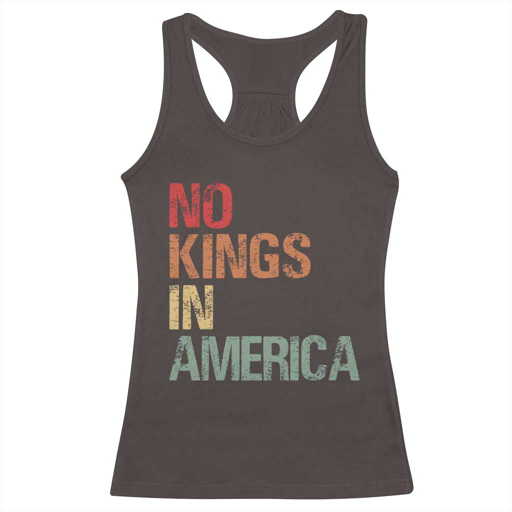 Retro No Kings in America Racerback Tank Top TS09 Dark Chocolate Print Your Wear