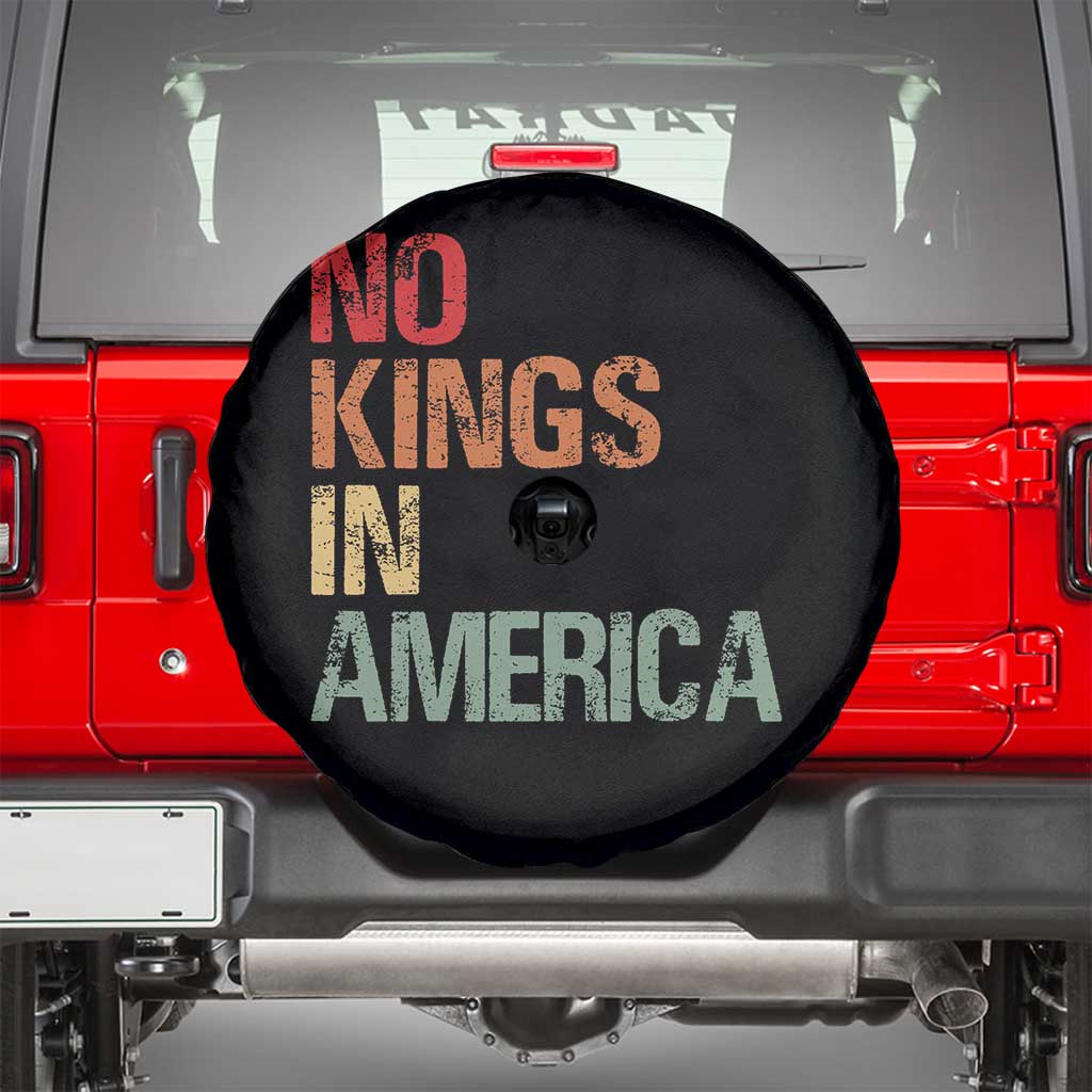 Retro No Kings in America Spare Tire Cover TS09 Black Print Your Wear