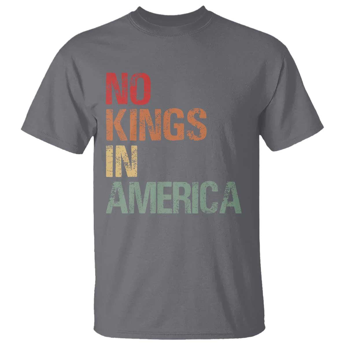 Retro No Kings in America T Shirt TS09 Charcoal Print Your Wear