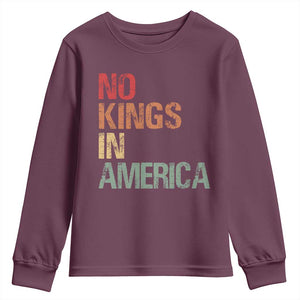 Retro No Kings in America Youth Sweatshirt TS09 Maroon Print Your Wear