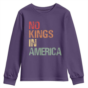 Retro No Kings in America Youth Sweatshirt TS09 Purple Print Your Wear