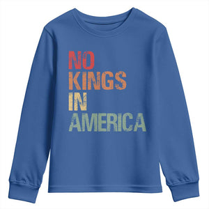 Retro No Kings in America Youth Sweatshirt TS09 Royal Blue Print Your Wear