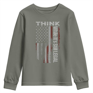 Think While It's Still Legal Youth Sweatshirt TS09 Military Green Print Your Wear
