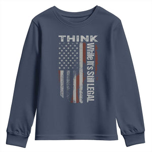 Think While It's Still Legal Youth Sweatshirt TS09 Navy Print Your Wear