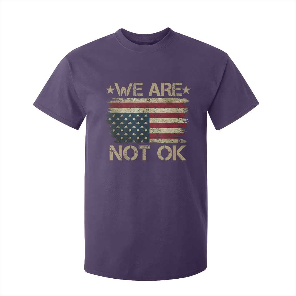 We Are Not Ok American Flag Upside Down T Shirt For Kid TS09 Purple Print Your Wear