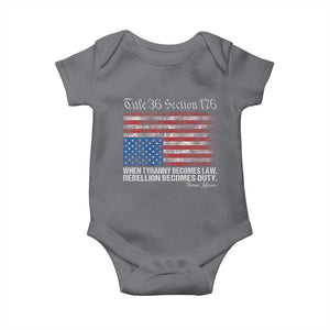 American Flag Upside Down Thomas Jefferson Baby Onesie When Tyranny Becomes Law Rebellion Becomes Duty TS09 Charcoal Print Your Wear