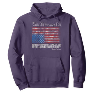 American Flag Upside Down Thomas Jefferson Hoodie When Tyranny Becomes Law Rebellion Becomes Duty TS09 Purple Print Your Wear