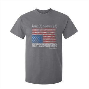 American Flag Upside Down Thomas Jefferson T Shirt For Kid When Tyranny Becomes Law Rebellion Becomes Duty TS09 Charcoal Print Your Wear