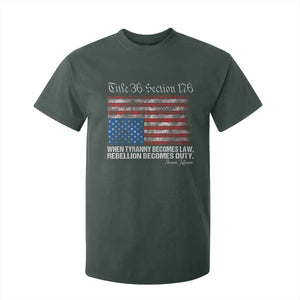 American Flag Upside Down Thomas Jefferson T Shirt For Kid When Tyranny Becomes Law Rebellion Becomes Duty TS09 Dark Forest Green Print Your Wear