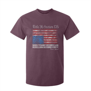 American Flag Upside Down Thomas Jefferson T Shirt For Kid When Tyranny Becomes Law Rebellion Becomes Duty TS09 Maroon Print Your Wear
