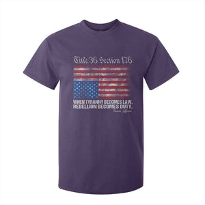 American Flag Upside Down Thomas Jefferson T Shirt For Kid When Tyranny Becomes Law Rebellion Becomes Duty TS09 Purple Print Your Wear