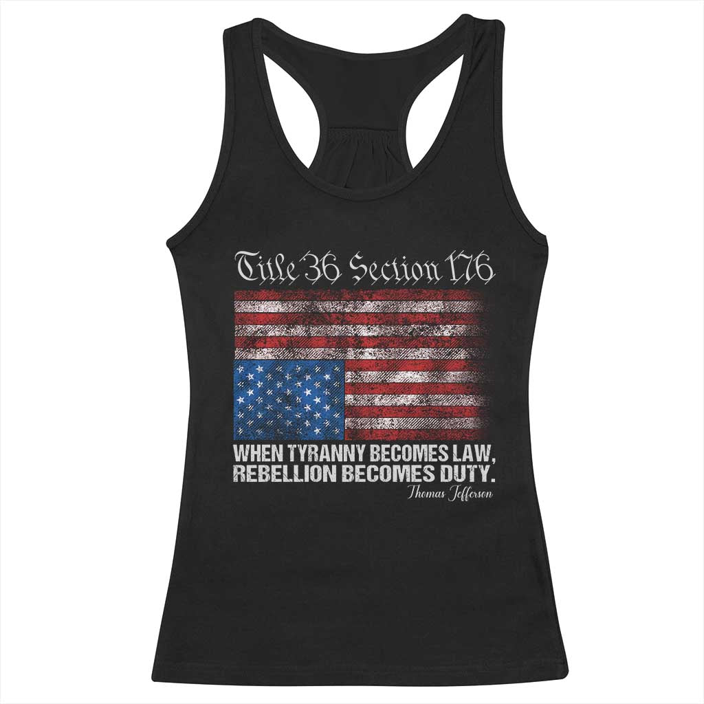 American Flag Upside Down Thomas Jefferson Racerback Tank Top When Tyranny Becomes Law Rebellion Becomes Duty TS09 Black Print Your Wear