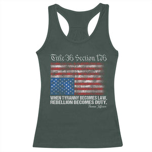 American Flag Upside Down Thomas Jefferson Racerback Tank Top When Tyranny Becomes Law Rebellion Becomes Duty TS09 Dark Forest Green Print Your Wear