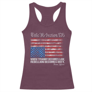 American Flag Upside Down Thomas Jefferson Racerback Tank Top When Tyranny Becomes Law Rebellion Becomes Duty TS09 Maroon Print Your Wear