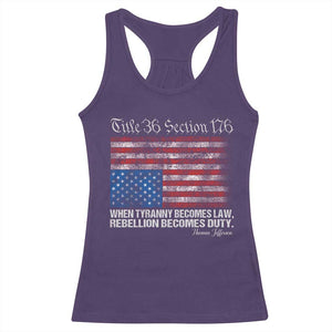 American Flag Upside Down Thomas Jefferson Racerback Tank Top When Tyranny Becomes Law Rebellion Becomes Duty TS09 Purple Print Your Wear