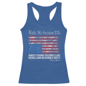 American Flag Upside Down Thomas Jefferson Racerback Tank Top When Tyranny Becomes Law Rebellion Becomes Duty TS09 Royal Blue Print Your Wear