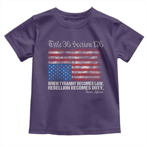 American Flag Upside Down Thomas Jefferson Toddler T Shirt When Tyranny Becomes Law Rebellion Becomes Duty TS09 Purple Print Your Wear