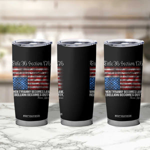 American Flag Upside Down Thomas Jefferson Tumbler Cup When Tyranny Becomes Law Rebellion Becomes Duty TS09 Print Your Wear